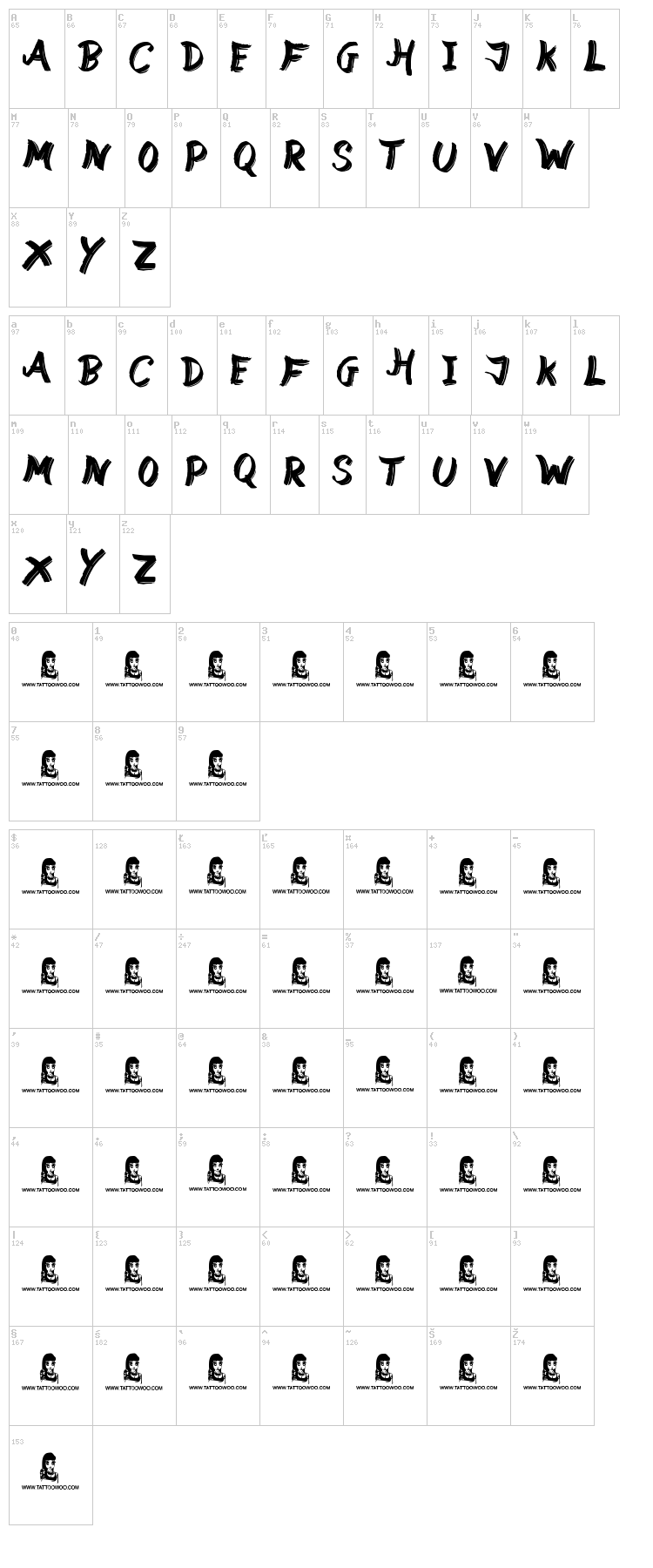 Street Wild font map